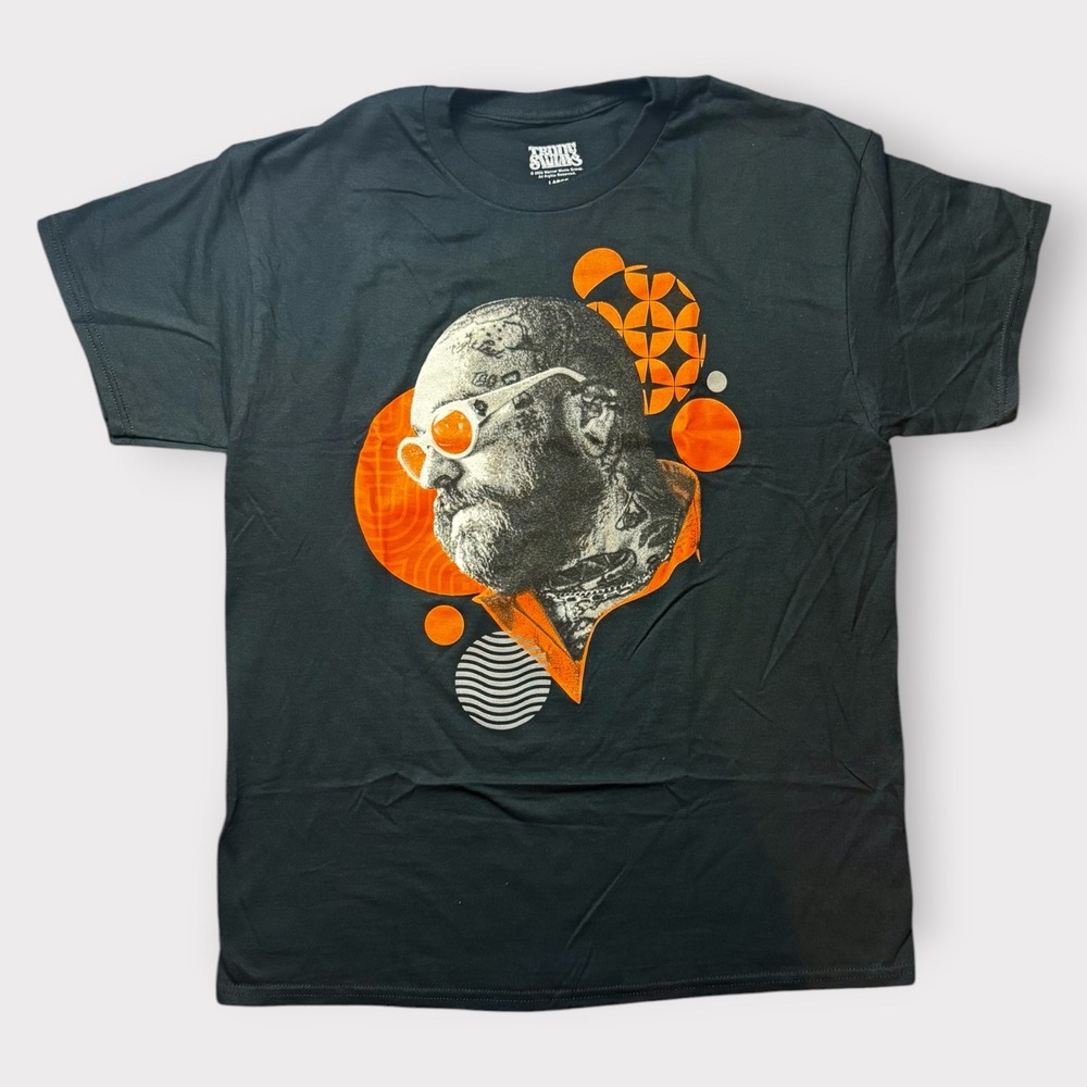 Teddy Swims Mens Large Black Graphic‎ T-Shirt 2023 Tour Merch Orange Portrait